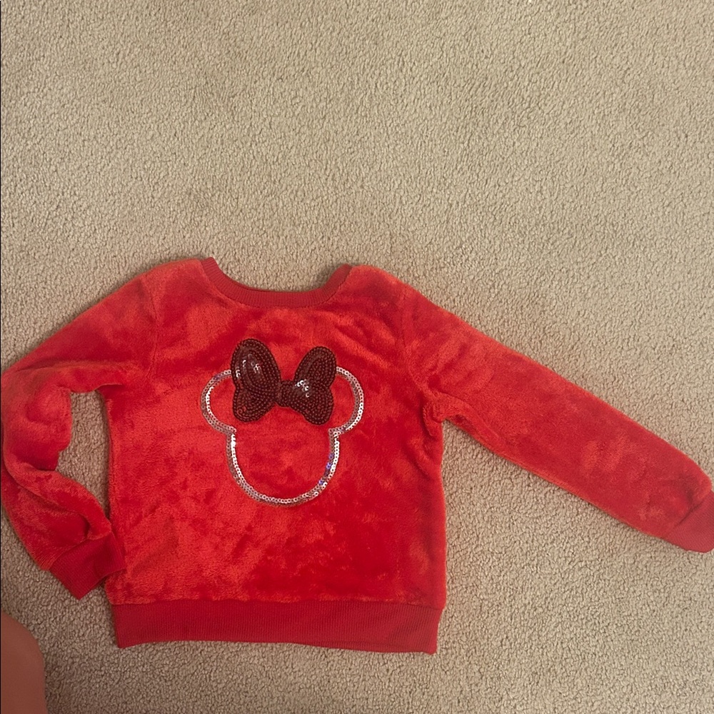 Disney Red Sweatshirt with Sequin Bow